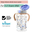 Evorie Tritan Spill Proof Toddler Straw Sippy Cup, 10 oz for Baby and Toddlers 1-3 Years Old, No Spill Straw Water Bottle with Removable Handles, Ideal for School, BPA-Free, Under the Sea by TinyTreasures Baby Boutique