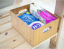 Stackable Bamboo Storage Bin (14” x 11” x 6.5”) with Integrated Handles & Labeling Clip | Premium Multi-Purpose Organizer by MobilevisionUS