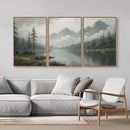 SIGNINART Large Misty Mountain Framed Canvas Wall Art, Green Forest River Scenery Wall Decor, Modern Foggy Wooden Landscape Artwork, Oil Style Nature Art Print for Living Room Bedroom Office 24"x36"x3 by CozyNest Decor