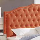 24KF Upholstered Button Tufted Queen Headboard with Nailhead Trim, Elegant Boucle Fabric Full headboard, 6031-Q-Boucle-Orange by CozyNest Decor