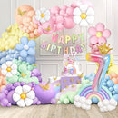 Pastel 7th Birthday Decorations for Girls 219Pcs Daisy Balloon Garland Kit, 18 10 5 Inch Pastel Rainbow Balloons Arch, Number 7 Balloons for 7 Year Old Birthday Party Decorations by TinyTreasures Baby Boutique