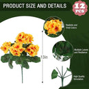 Hananona 12 Pcs Artificial Geranium Flowers for Outdoors Geranium Silk Yellow Flowers Outdoor UV Resistant Garden Plants Faux Fall Flower for Home Kitchen Table Centerpieces Decor (12, Yellow) by CozyNest Decor