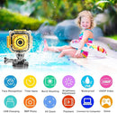 PROGRACE Kids Waterproof Camera - 3 4 5 6 7 8 9 10 Year Old Girl Birthday 1080P HD Underwater Video Camera for Kids Pool Toys Toddler Digital Cameras with 32GB Card Yellow by TinyTreasures Baby Boutique