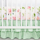 4-Piece Crib Bedding Set, Baby Girl Crib Bedding Set Butterflies Floral Nursery Bedding Set Includes Comforter, Fitted Crib Sheet, Crib Skirt, and Diaper Stacker, Green & Pink by TinyTreasures Baby Boutique