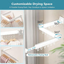 JAUREE Clothes Drying Rack Wall Mounted, Laundry Drying Rack Collapsible, Space Saving Wall Drying Rack Clothing Foldable, Tri-Fold Retractable Rack Outdoor Indoor with 18 Hooks, White by TinyTreasures Baby Boutique