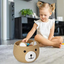 PandaEar Cotton Rope Baby Basket, Baby Gift Basket Nursery Laundry Organizer with Cute Bear Design for Storage Infant Newborn Essentials, Diaper Caddy with Handle (Brown) by CozyNest Decor