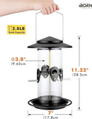 iBorn Metal Bird Feeder for Outside Hanging,Wild Bird Feeders for Cardinal,18cm Large Roof&Tray Black 10 Port(Seed is not Included) by CozyNest Decor