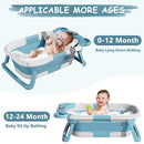 MoreFeel Collapsible Baby Bathtub for Newborn with Thermometer & 1 Hooded Towel & 1 Soft Floating Cushion,Portable Travel Bathtub with Drain Hole, Durable Foldable Baby Tubs for Infants to Toddler by TinyTreasures Baby Boutique