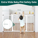 BABELIO 29-55 Inch Extra Wide Baby/Dog Gate, Metal Auto Close, Pressure Mounted Pet Door for Doorways, NO Need Tools and Drilling, with Wall Cups, White by TinyTreasures Baby Boutique