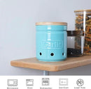 Large Garlic Keeper with Wooden Lid, Ceramic Garlic Holder Storage, Garlic Container for Kitchen, Garlic Saver to Keep Your Garlic Cloves Fresh Longer 4.5-Inch, Turquoise by CozyNest Decor