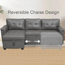 Naomi Home Modern Sectional Sofa with Storage Chaise Gray/Air Leather