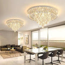 Modern Crystal Chandeliers for Dining Room LED Light Fixture Close to Ceiling Chandelier Flush Mount Ceiling Light Dimmable Lamp with Remote for Living Room Bedroom Hallway 2700K 6000K by CozyNest Decor