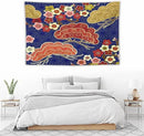 HZOHNAGO Japanese Tapestry Art Abstract Colorful Cherry Blossom Blue Background Pattern Printed Wall Tapestry Painting Wall Hanging for Bedroom Living Room Dorm 90" W x 60" H by CozyNest Decor