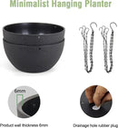 8 inch Small Hanging Planters Plant Pots for Indoor Outdoor Plants, 2 Pack Hanging Flower Pots with Drainage Holes and Chain for Garden Porch, Plastic Hanging Baskets for House Plants, Black by GreenHaven Gardens