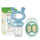 Haakaa Baby Fruit Food Feeder & Mini Freezer Nibble Tray Combo, Breastmilk Popsicle Molds for Baby Cooling Relief, BPA Free Silicone Feeder for Safe Infant Self Feeding, 4 Month+ (Sky Blue) by TinyTreasures Baby Boutique