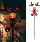 VCUTEKA Cardinal Solar Lights Outdoor Metal Garden Stake Waterproof Crackle Glass Globe Garden Decor Cardinal for Pathway, Lawn, Patio, Yard by CozyNest Decor