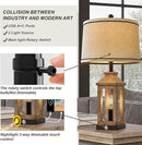23.75" Farmhouse Dual USB Charging Ports 3-Way Dimmable Touch Control Table Lamp with Nightlight Vintage Modern Lamps for Living Room Bedroom by CozyNest Decor