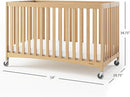 Foundations Full Size Travel Sleeper Folding Hotel Crib and Sheet Bundle - Includes Wooden Portable Crib with 3" Foam Mattress (Natural) and 6-Pack White Fitted Full Size Sheets by TinyTreasures Baby Boutique