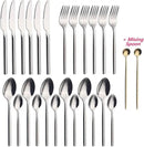 24 Piece Silverware Set For 6 Heavy duty 18/10 Stainless Steel Flatware Set Modern Design Knife/Fork/Spoon Mirror Polished Dishwasher Safe Cutlery Set with Gifts by CozyNest Decor