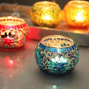 SHMILMH Votive Candle Holder Set of 4, Diwali Decoration for Home, Handmade Mosaic Glass Tealight Candle Holders for Table Centerpiece Decor,Diwali Thanksgiving by CozyNest Decor