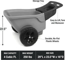 Simplay3 Easy Haul Durable Wheelbarrow with Garden Tool Storage Tray - Large Easy Turn Wheels - Gray - Made in USA by GreenHaven Gardens