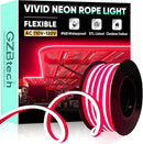 GZBtech Flexible LED Neon Rope Lights 16.4FT,AC 110-120V Waterproof Strip Light, 120LEDs/M Cuttable Connectable Neon Lighting for Indoor Outdoor Home Decor/Commercial Building Use-Red 5M by CozyNest Decor