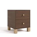 Storkcraft California 2 Drawer Nightstand for Kids Bedroom (Hazelnut with Driftwood) - GREENGUARD Gold Certified, Premium Wood Storage Nightstand with Elegant, Iconic Block Feet by TinyTreasures Baby Boutique