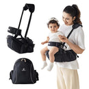 Ergonomic Baby Hip Carrier-Baby Waist Stool with Adjustable Strap and Chest Harness Huge Storage Enhanced Lumbar, Carrier for Newborn to Toddler Black by TinyTreasures Baby Boutique