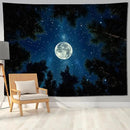 keowhsf Forest Galaxy Tapestry for Bedroom Ceiling - Starry Night Sky with Moon and Trees, Blue Aesthetic Wall Hanging, Milky Way Landscape Backdrop for Living Room and Dorm Decor by CozyNest Decor