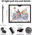 Rechargeable A3 Light Pad With Padded Case For Diamond Painting,Tracing Light Box with Stand/Clip/Magnet,3 Colors and 6 Levels of Brightness light board for Artists,Drawing,Sketching,Animation,Tracing by TinyTreasures Baby Boutique