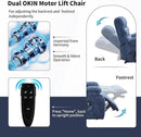 Lay Flat Recliner with Vibration Massage and Lumbar Heating, 26'' Wide Recliner Chair with Infinite Position and 2 Remote Controls, Soft Chenille Lift Recliner for Living Room, Blue by CozyNest Decor