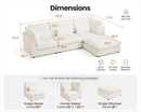 Oversized Modular Sofa, Extra Deep Cloud Corduroy Sectional Couch with Ottoman Chaise, Fluffy Chenille 4 Seat L-Shaped Sofa for Living Room, Villa (L Shape 4 Seater, Corduroy White) by CozyNest Decor