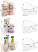 Oubonun Lazy Susan Organizers Set of 6, 10.2”x 9.4”x 4” Plastic Transparent Kitchen Cabinet Storage Bins with Handle, 4" Deep Container, 1/8 Wedge - Food Safe, without BPA by CozyNest Decor