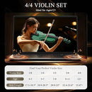 Beginner Violin 4/4, Full Size Violin for Adults, Teens, Student, Acoustic Fiddle Kit with Hard Case, Bow, Rosin, Bridge, Learners Age 12+ (Green) by TinyTreasures Baby Boutique
