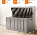 80 Gallon Resin Deck Box, Lockable Patio Outdoor Storage Box for Furniture, Garden Tools and Tools Storage, Waterproof Outside Storage Boxes - Grey by CozyNest Decor