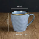 famiware Coffee Mugs Set of 4, Ocean Round 11.5oz Coffee Cup Set with Handle for Cocoa, Milk, Hot Chocolate, Tea or Water, Stoneware Cups for Kitchen, Reactive Glaze, Microwave Dishwasher Safe, Blue by CozyNest Decor