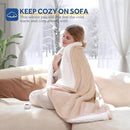 Sealy Electric Blanket Throw Size 50"*60",Super Cozy Flannel to Sherpa Reversible Heated Blanket Throw with 6 Heating Levels & 2-10 Hours Auto Off Overheating Protection Machine Washable,Beige by CozyNest Decor