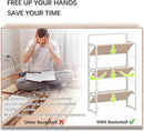 4NM No Assembly Foldable Bookshelf, 3-Shelf Collapsible Bookcase Storage for Small Spaces, 42.1" H, Natural White by CozyNest Decor