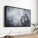 ElephantStock Boxing Gloves Wall Art - Horizontal Framed Canvas - 1-Piece Living Room Wall Decor - Photography Sports Canvas Print - Black and Gray Decor for Wall - 19" X 13" by CozyNest Decor