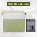 Large Fabric Storage Baskets | 50L Storage Bins, Decorative Linen Closet Baskets with Handles for Organizing, Shelf, Toys, Clothes, Home, Office, Nursery, 17x12x15Inches (Green&White) by CozyNest Decor