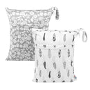 ALVABABY 2pcs Cloth Diaper Wet Dry Bags Waterproof Reusable with Two Zippered Pockets Travel Beach Pool Daycare Soiled Baby Items Yoga Gym Bag for Swimsuits or Wet Clothes LZ0506 by TinyTreasures Baby Boutique