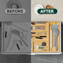 Bamboo Drawer Organizer, Narrow Stackable Cutlery Tray for Kitchen, 2 Pcs Silverware & Utensil Box, 12" x 3" x 2" (Outer), 11.3" x 2.3" x 1.77" (Inner) by CozyNest Decor