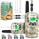 Vvinca Walkie Talkies for Kids Rechargeable 2 Pack, Army Toys for Boys Girls Ages 3-13 Outdoor Military Camping Toy, 3KM Long Range Walkie-Talkie 2 Way Radios 22 CH with Flashlight Birthday Gift by TinyTreasures Baby Boutique