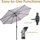 Sunnydaze Outdoor Patio Umbrella - Polyester Table Market Umbrella with Push-Button Tilt and Crank - 8 Sturdy Ribs - Awning Stripe - 9ft by GreenHaven Gardens