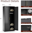 Metal Armoire Wardrobe Closet with 2 Doors, 71" Black Wardrobe Cabinet with Hanging Rod and Adjustable Shelves, Tall Clothing Storage Cabinets for Bedroom, Laundry Room, Home Office by CozyNest Decor