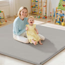 Baby Play Mat 47x47 Inches, Extra Thick 1.2" Foam Floor Mat for Tummy Time & Crawling, Waterproof Non-Slip Faux Leather Playpen Mat for Infants Toddlers, Indoor Outdoor Gym Activity, Gray by TinyTreasures Baby Boutique