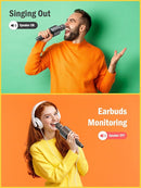 Wireless Bluetooth Karaoke Microphone, Built-in Loud Speaker for 10H Playback, Add Reverb/Duet Mode/Earbuds Monitoring, Portable Karaoke Machine for Entertainment & Singing Practice (Gray) by TinyTreasures Baby Boutique