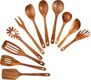 GUDAMAYE 11 PCE Wooden Spoons for Cooking, Wooden Kitchen Utensils Set,Wooden Cooking Utensils,Natural Teak Wooden Spoons For Non-stick Pan by CozyNest Decor