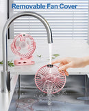 SWEETFULL Portable Clip on Fan - Battery Operated Rechargeable Fan with LED Display, 4 Speeds, Mini Personal Cooling Desk Fan for Golf Cart Travel Camping Gym - White by TinyTreasures Baby Boutique