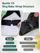BABELIO Baby Wraps Carrier with Adjustable Buckle, Easy to Wear Lightweight Baby Carrier Newborn, Hands Free Toddler Infant Slings 7-35lbs Black by TinyTreasures Baby Boutique